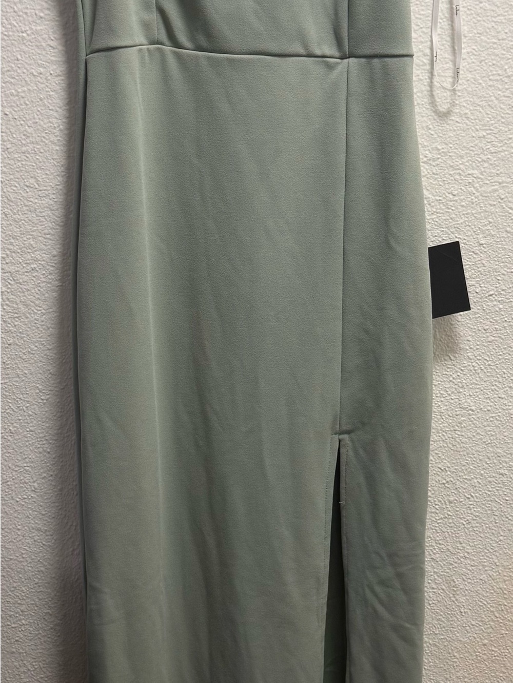 Lulu's Sage Green One-Shoulder High Slit Maxi Dress size L - Picture 3 of 8